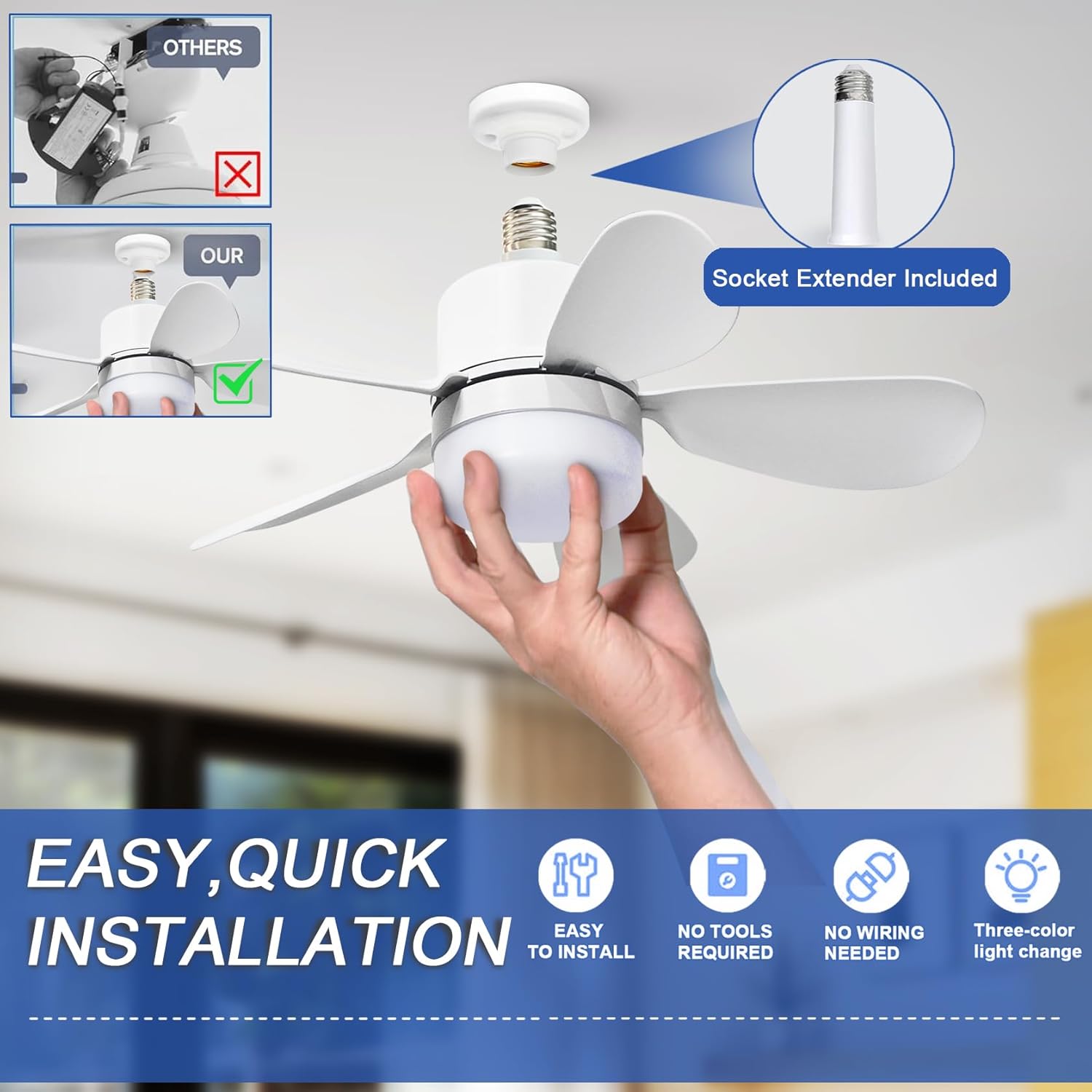 Socket Fan Light with Remote,  - đánh giá và giá Lighting Decor For Room