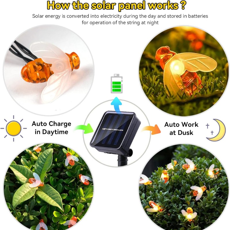 Solar Bee String Light 7m 50 L - đánh giá và giá Outdoor Lighting Wedding Decor