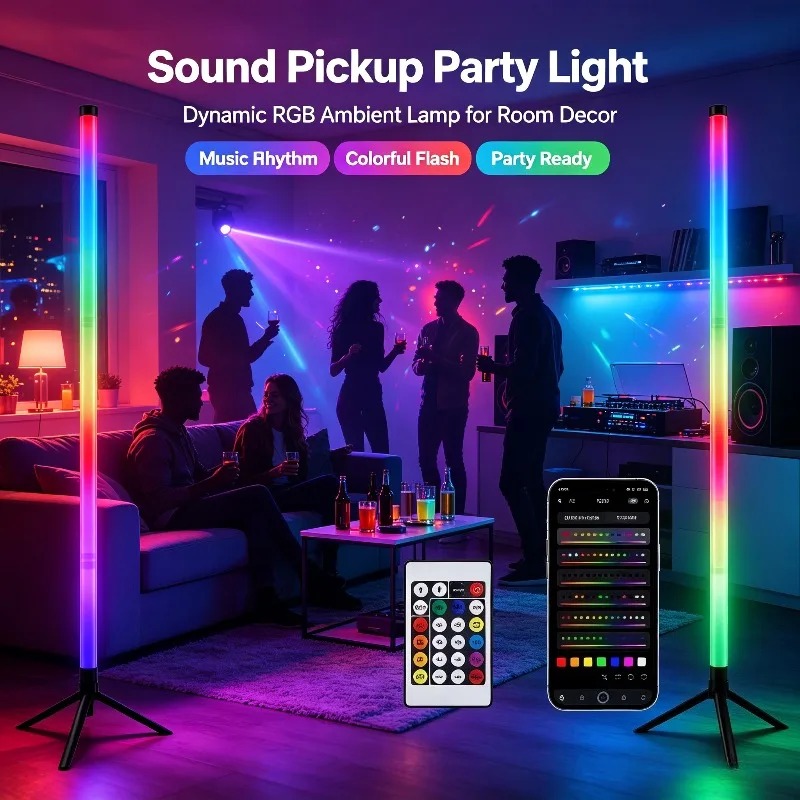 2PCS 120CM RGB Floor Lamp, Sou - đánh giá và giá Lighting Decor For Room
