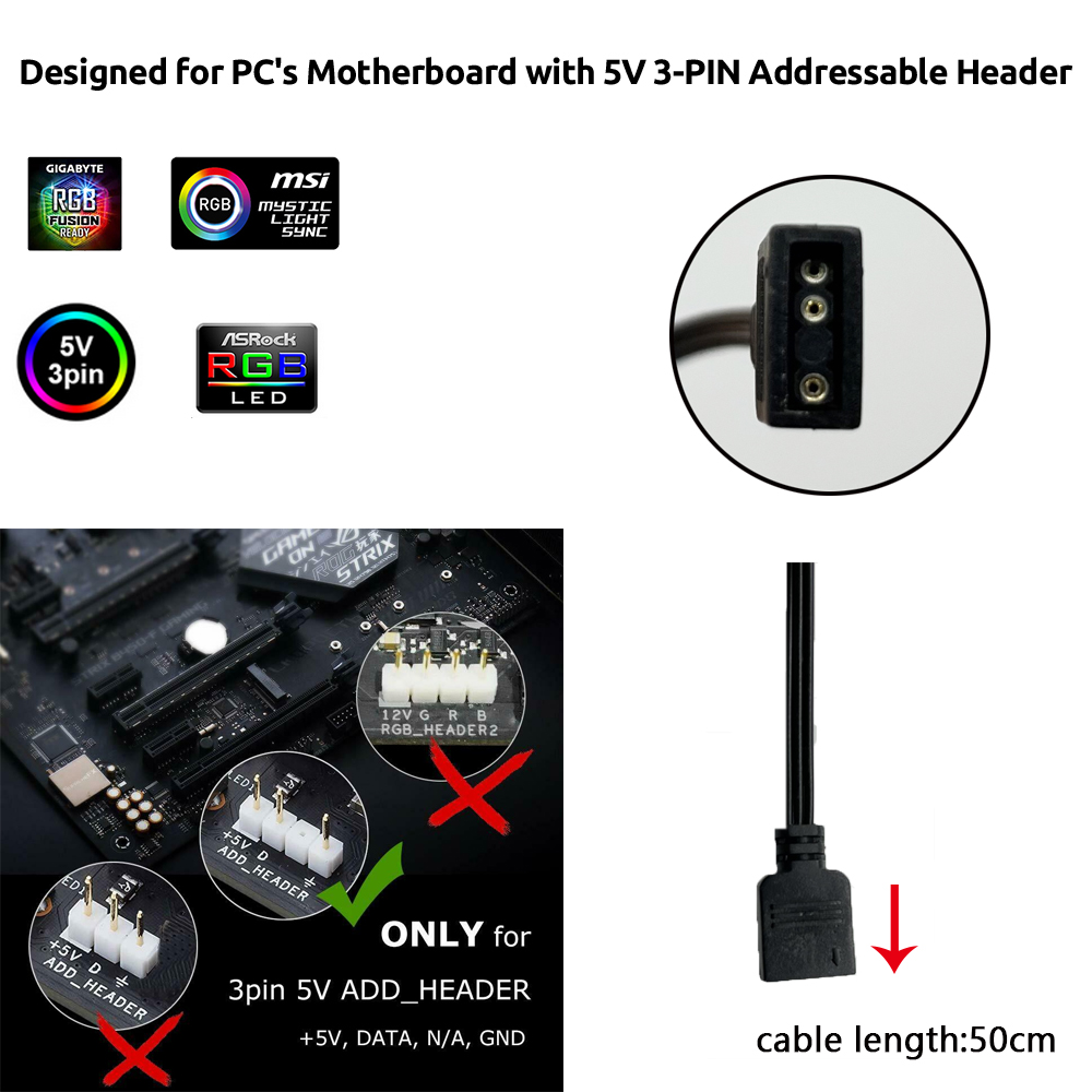 5V ARGB 3Pin Header for Asus A - đánh giá và giá Ambient Led Strip