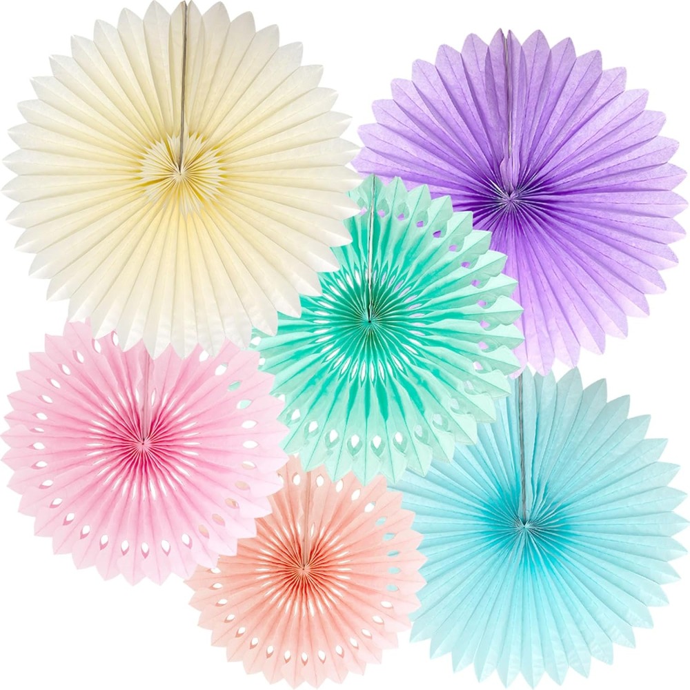 Pastel Rainbow Paper Fans Part - đánh giá và giá Decor Lighting Fans