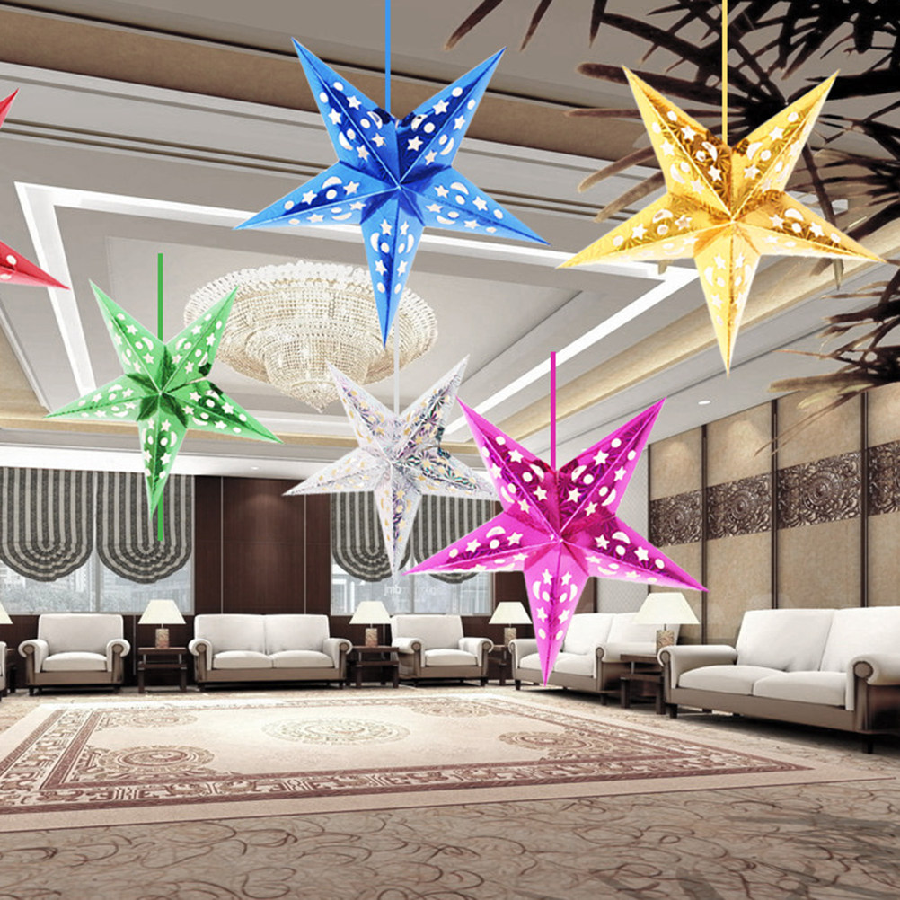 5Pcs 45Cm Shiny Paper Star Lam - đánh giá và giá Outdoor Lighting Wedding Decor